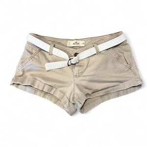 Hollister Y2K Capistrano beige khaki cargo shorts with belt Size 7